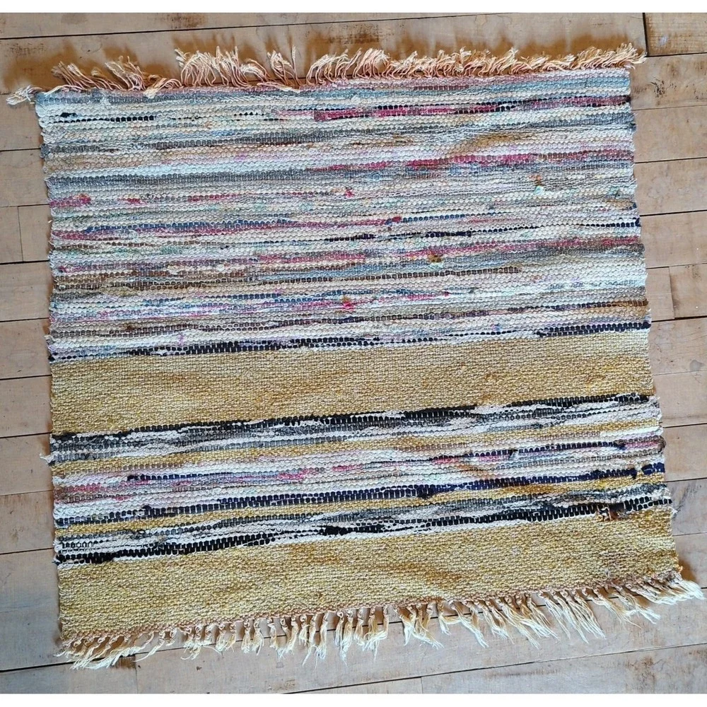Antique Imported Swedish Hand Made Rag Rug Runner (25